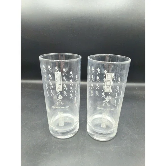 Set of 2 Johnnie Walker Keep Walking 12oz Cocktail High Ball Glass 5-3/4