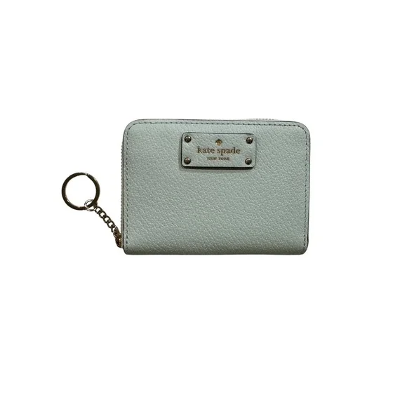 Kate Spade Mint Green Pebbled Leather Zip Around‎ Small Wallet Keychain Purse