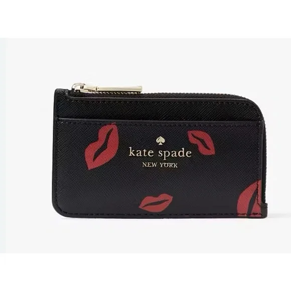 KATE SPADE SPENCER KISSES LIPS CARDHOLDER ZIP TOP COIN CASE