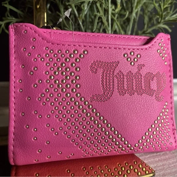 Juicy Couture Lovely Day Bifold Wallet Juicy Pink Studded Heart NWT