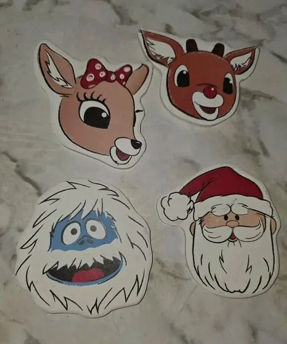 Rudolph Abominable Clarice Santa Shaped Stone Cork Bottom Coasters Christmas