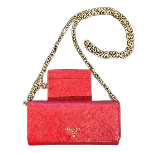 Prada Red Saffiano Leather Long Wallet - Full Inclusion - NEW