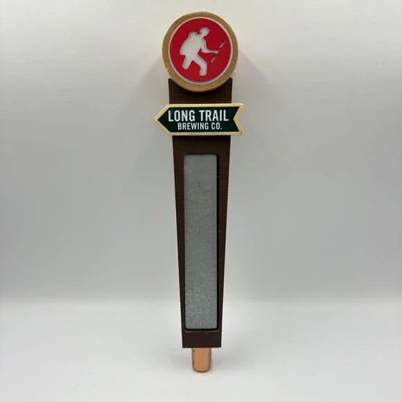 Long‎ Trail Brewing Co Hiker Logo Draft Beer Tap Handle Wood Brown Red Barware