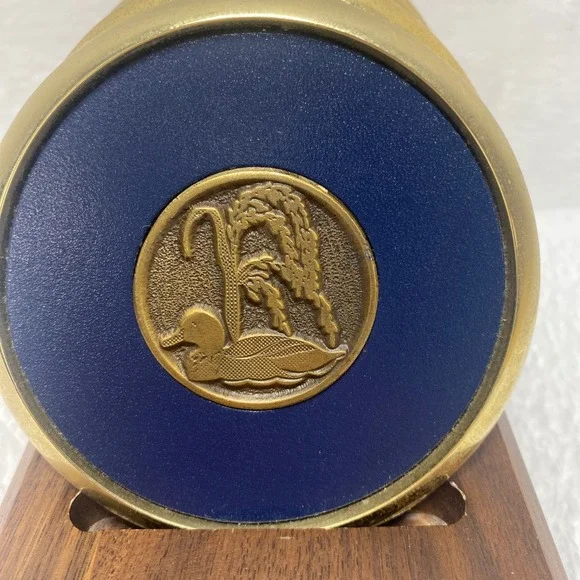 Vintage Duck Coasters Brass Wood Coaster Set of 4 Wooden Holder Man Cave‎ Bar