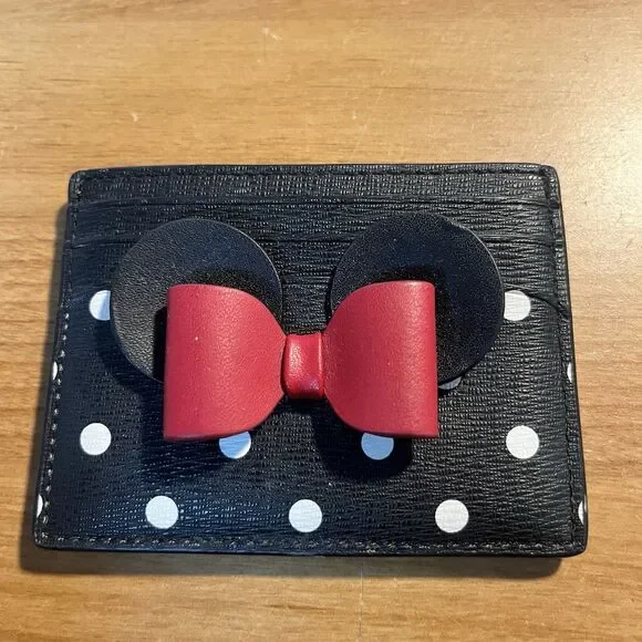 Disney X Kate Spade New York Womens Multicolor Minnie Mouse Card Holder Wallet