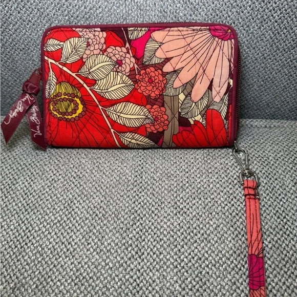 Vera Bradley Red and Pink Floral Wristlet