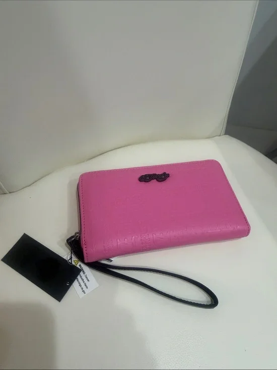 Ed Hardy Pink & Black Zip-Around Wristlet Wallet