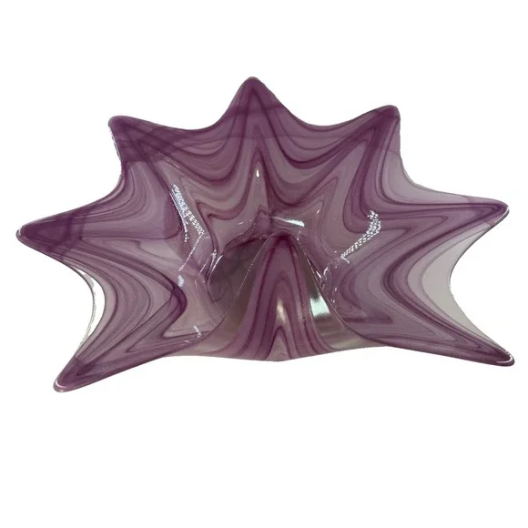 Vintage Murano Purple Art Glass Starfish Bowl Lavorazione Arte Italy Mid-Century