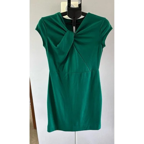Missinmo Women's Green Neck‎ Twist Sheath Dress Size Medium