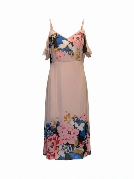 Express Blush Pink Floral Midi Slip Dress