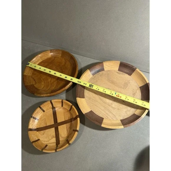 Vintage Handmade Wooden Dish Lot Of 3‎