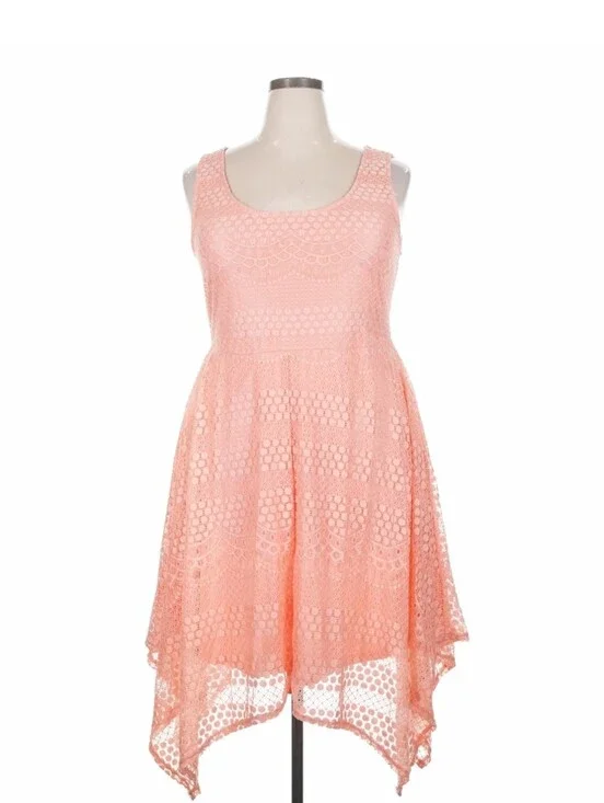 Torrid Size 1- 14/16 Peach Dress Lace Fully Lined Whimsygoth Fairycore GUC