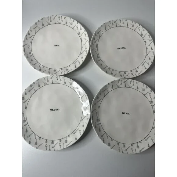 Rae Dunn Artisan Collection By Magenta 10” Melamine Dinner Plate Dine Savor Eat