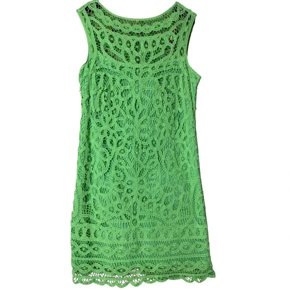 Lilly Pulitzer Green Lace‎ Shift Dress Sleeveless Scoop Neck Back Zip Small