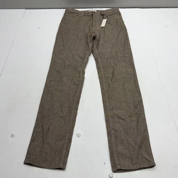 Banana Republic Linen-Cotton Traveler Pants Mens 30x32 Brown Slim Fit Tapered