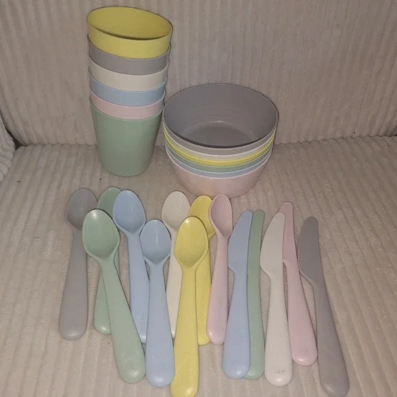 IKEA KALAS Children Color Bowls Cups Utensils Dishes 26 Pieces Lot