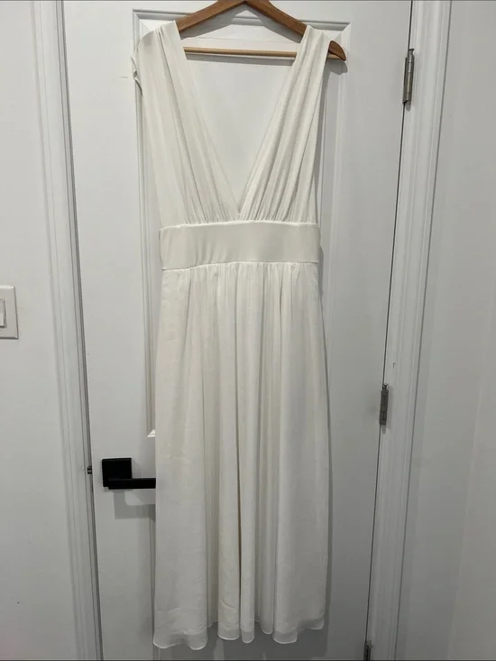 White House Black Market‎ White Wedding V-Neck Dress Size 10