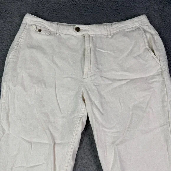 Banana Republic Linen Pants Mens 36x30 Beige Slim Straight Chino Beach Lounge