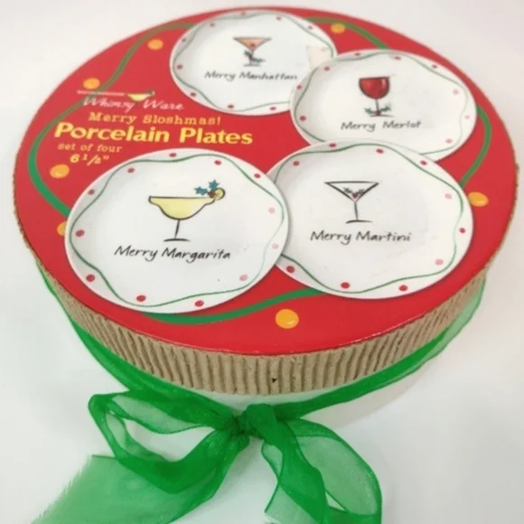 Whimsy Wear Marry Sloshmast! Set of 4 porcelain plates