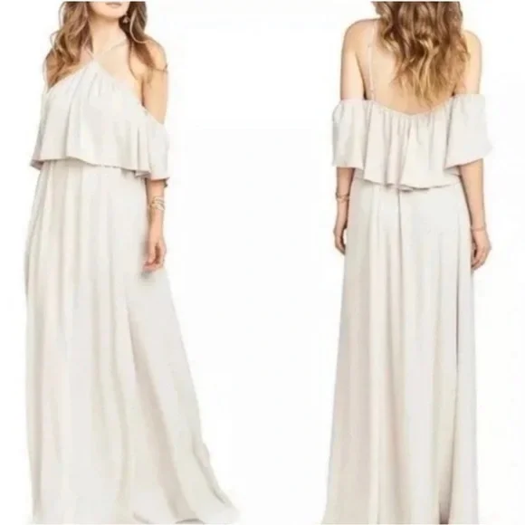 Boho Bridal Maxi Dress Cream Show Me Your Mumu Halter Off Shoulder NWT