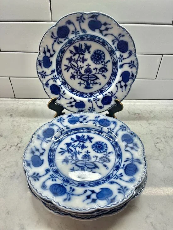 (5) Antique Johnson Brothers Holland Flow Blue 