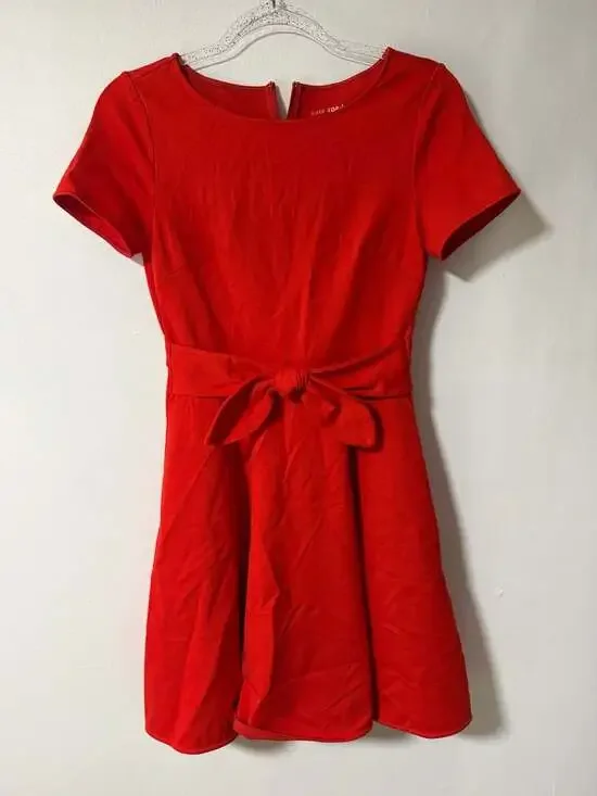 Kate Spade New York Red Bow Waist Fit and Flare Ponte Mini Dress Size XS