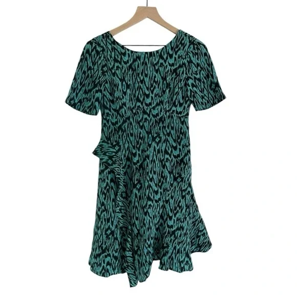 NWT Nanette Lepore‎ Silk Ruffle Women’s Chloe Dress in Blue and Black Size 0