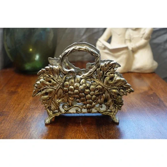 Vintage Godinger silver‎ napkins holder with grapes and vines ornate details