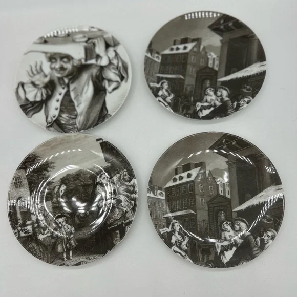 Williams Sonoma Satirical Art William Hogarth 18th Century Artist Snack Plates 4