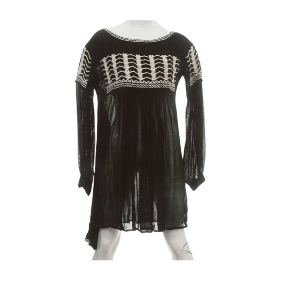 Ralph Lauren Blue Label Small Silk Black Sheer Mesh Embroidered Dress