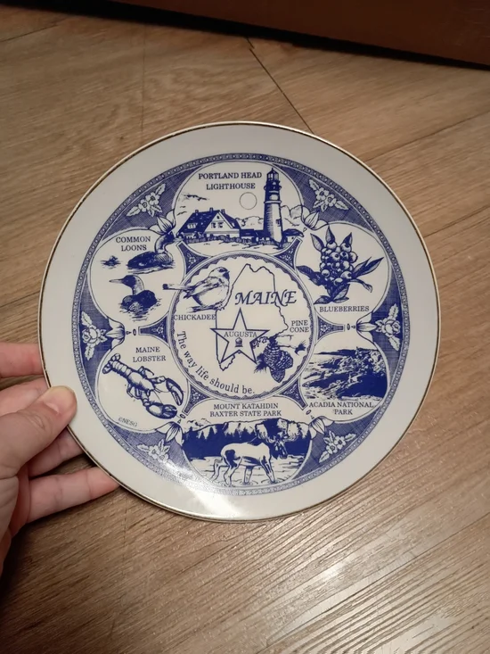 Maine Blue and White Decorative Plate