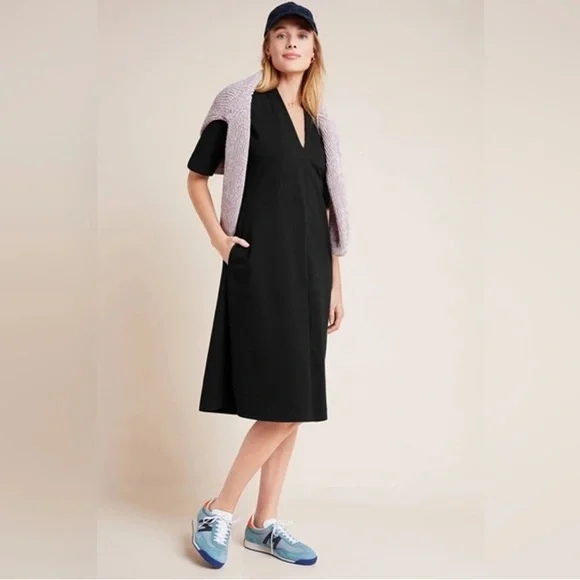 Anthropologie Velvet by Graham & Spencer Black Allura Dress Womens Size XS‎