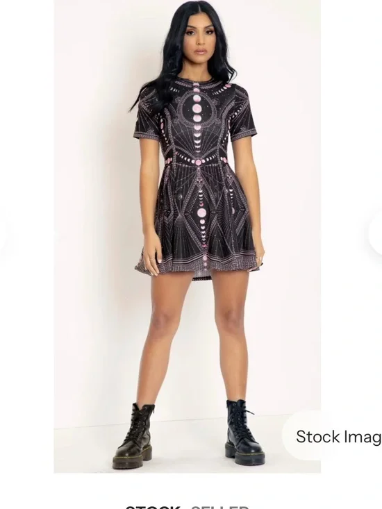 ISO Pink Moon Phases Evil Tee Dress Size M