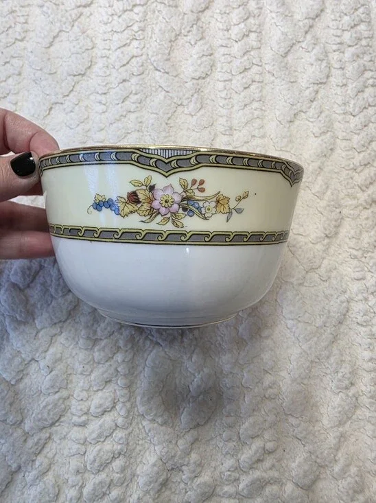 Vintage Noritake Windsor Japan Serving Bowl Floral Bird Gold Trim