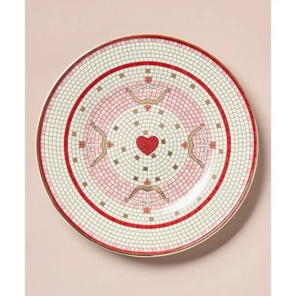 Anthropologie Bistro Tile Valentine’s Dessert Plate 8