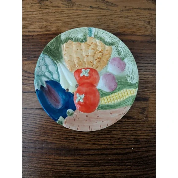 Fitz & Floyd Vintage 1986 Vegetable Serving Plate Ceramic Garden Tomato 7in