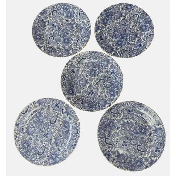 5‎ Antique Reflections J Godinger Blue Floral Dessert Plate 7.5