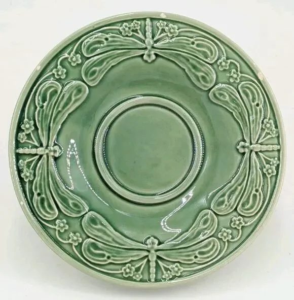Bordallo Pinheiro Green Dragonfly Saucer Plate 6.25