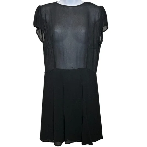 Reformation Womens Black Sheer Cap Sleeve Dress Sz 10 LBD‎ Party Holiday NYE