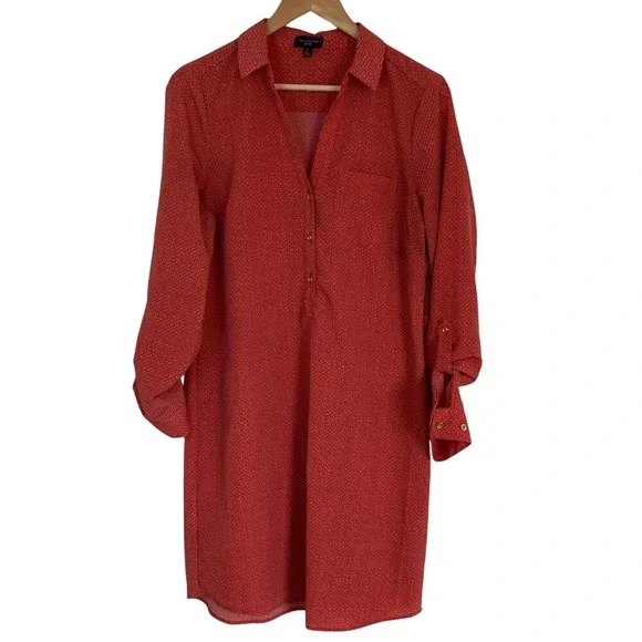 The Limited Womens Ashton Dress Size M Coral 1/2 Button-Up Shirt Dress LS Career