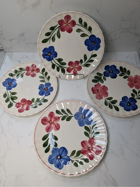 Blue Ridge Laurel Wreath Dinner Plates Set of 4 9.5