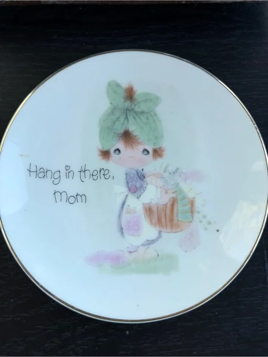 Enesco White Ceramic Wall Plate with Gold Label - MINIATURE - Precious Moments