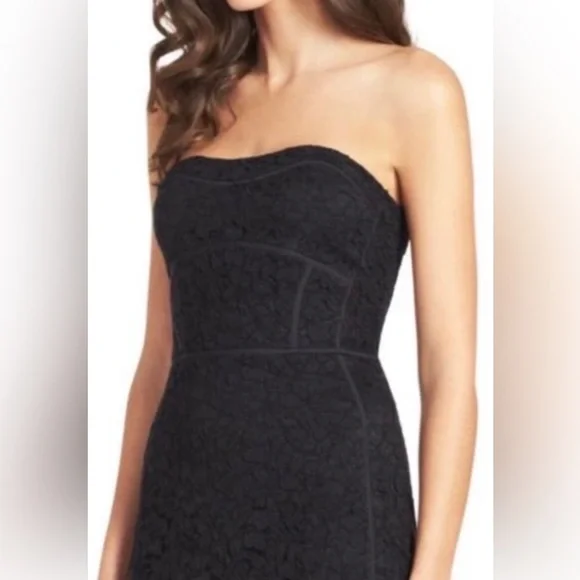 Diane von Furstenberg DVF Black Lace‎ Corset Dress Strapless mini cocktail 14 12