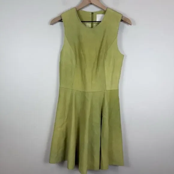 3.1 Phillip Lim Sleeveless Dress Size 0 Green‎ Suede Mini Classic Party Cocktail