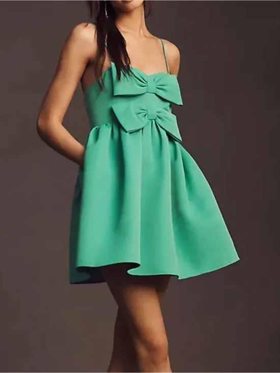 Sachin & Babi Sloane Double Bow Mini Dress Green Large