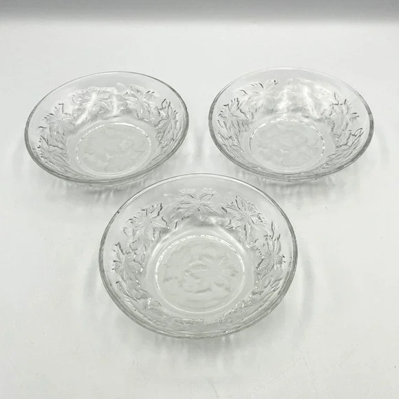 Vintage 1980s Princess House Fantasia Crystal Set Of 3 Dessert Fruit Bowls