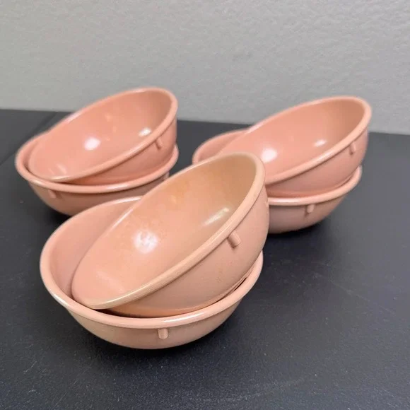 Vintage Dallas Ware Melamine Peach Pink Small Bowls Set of 6 B81 Made in USA‎ #2