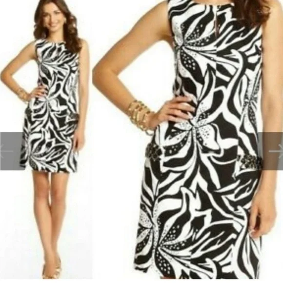 Lilly Pulitzer Forsythia Black and white shift dress 10‎