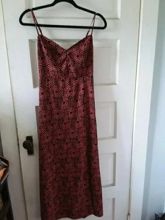 NWT Urban Outfitters Red Geometric Spaghetti Strap Maxi Dress