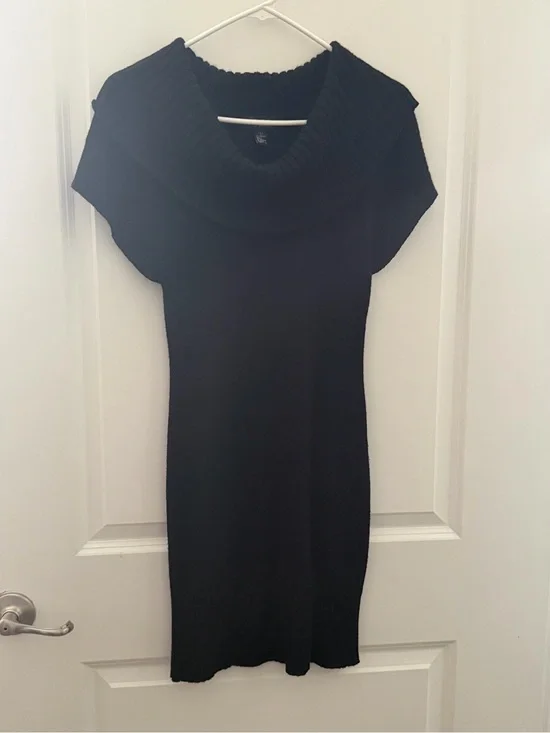 Black Cowl Neck Knit Dress - Women